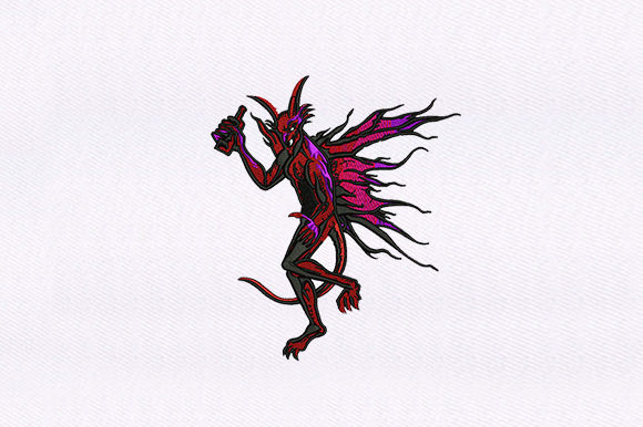 A Bold Embroidered Devil for Boutique Apparel Projects
