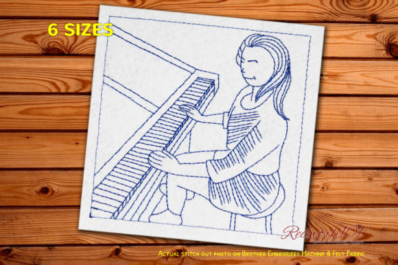 A Professional Review of Piano Player Redwork for Business Merchandise