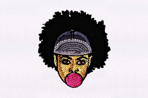 Blowing Young Girl Embroidery Design for Boutique Apparel