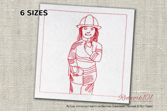 Embrace the Seasonal Hero: Female Fire Fighter Redwork