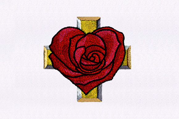 Evaluating the Heart Rose and a Cross Embroidery Design