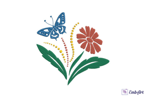 Red Gerbera & Blue Butterfly Embroidery Design Review
