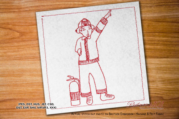 Reviewing Fireman in Action Redwork for Holiday Collections